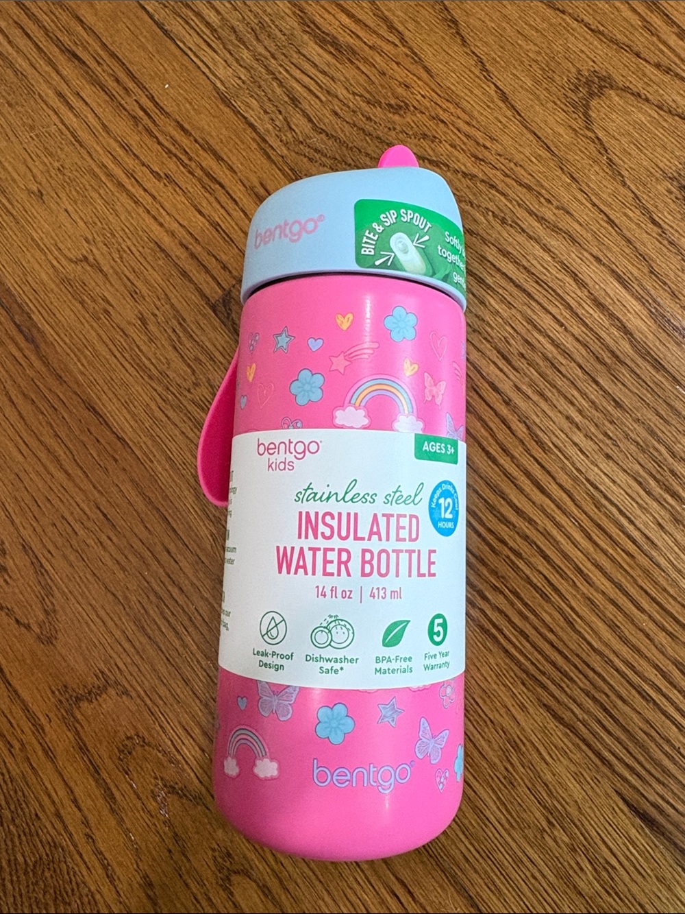 Bentgo Kids Pink Insulated Stainless Steel Water Bottle